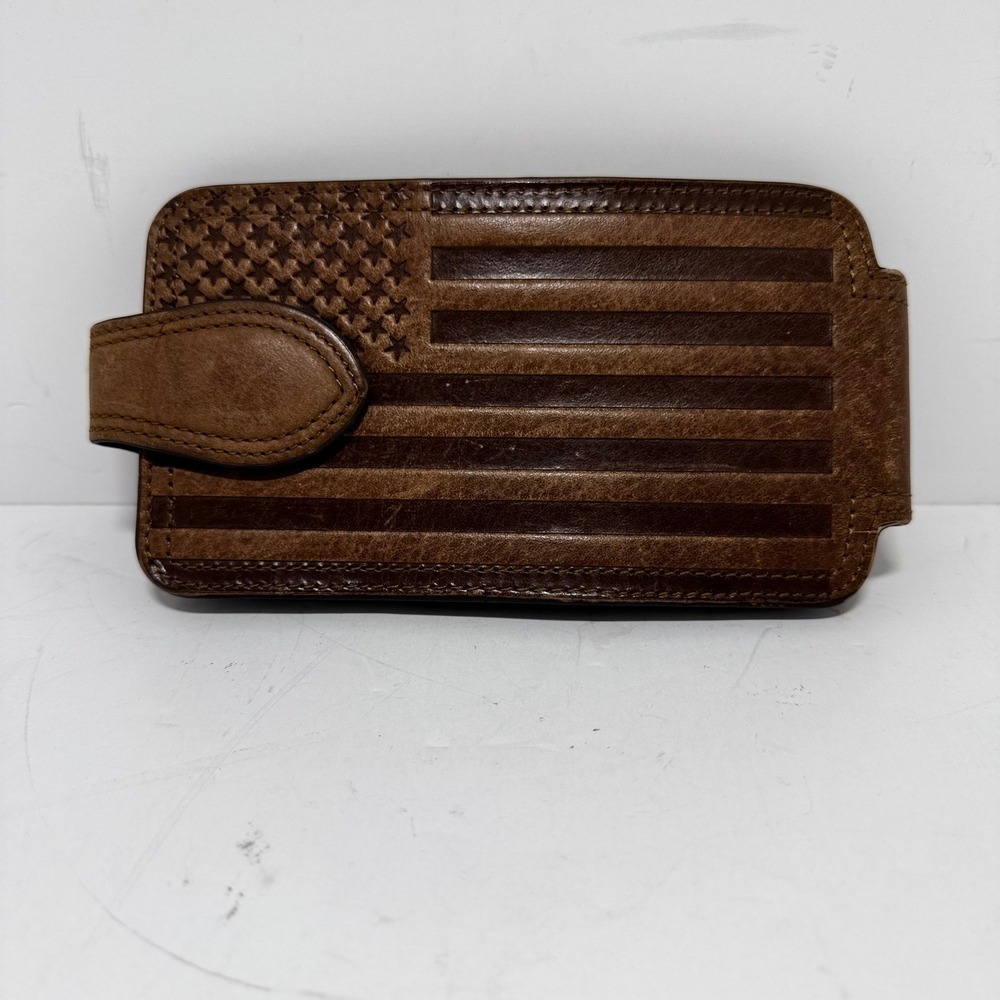 Cody James Mens Brown Leather American Flag Belt Clip Cell Phone Holster Case